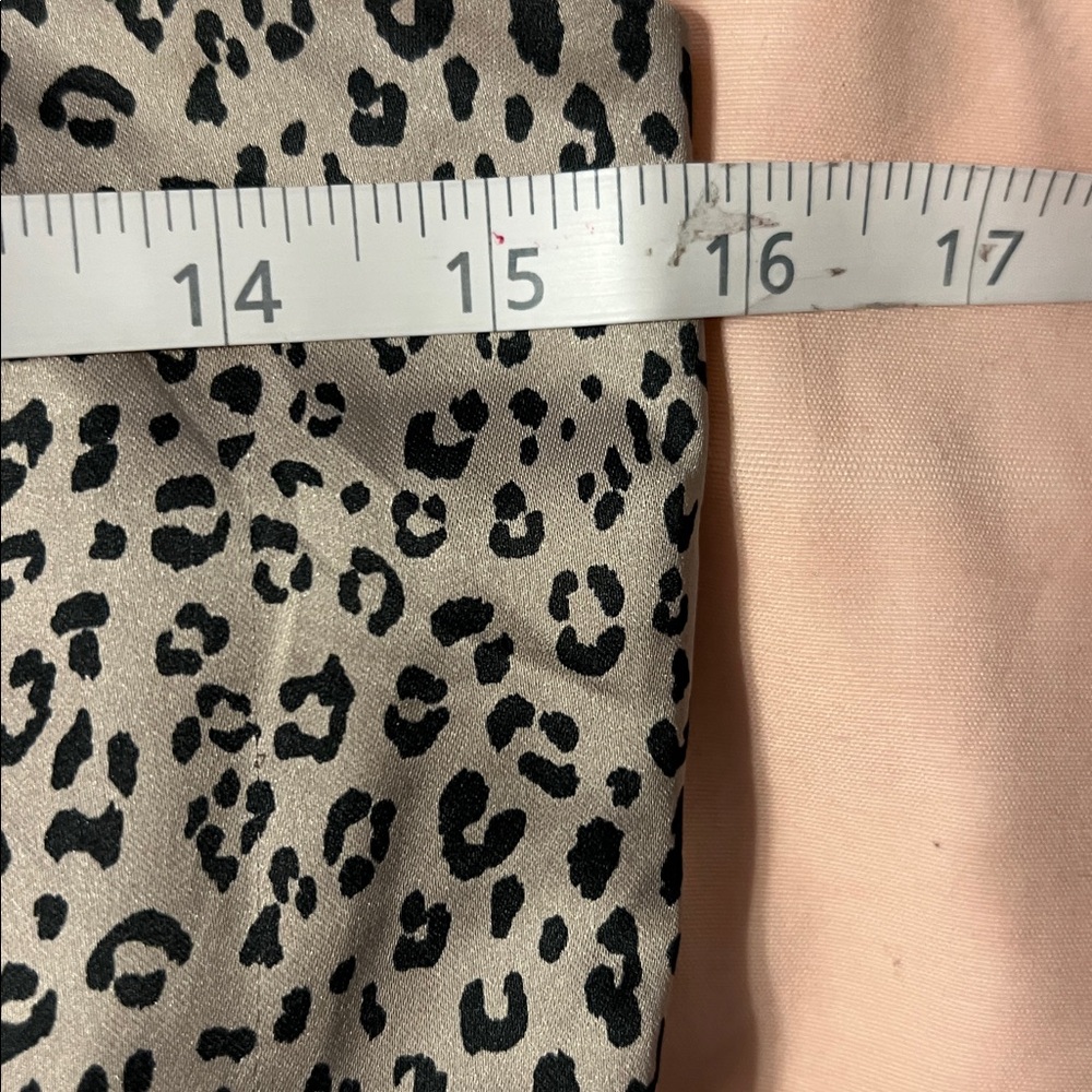 Socialite Satin Leopard Print Tie Strap Mini Dress Small | Smocked Back Animal - Picture 4 of 12